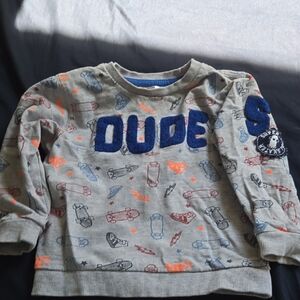 Kids Grey 'Dude' Skateboard Graphic Sweatshirt